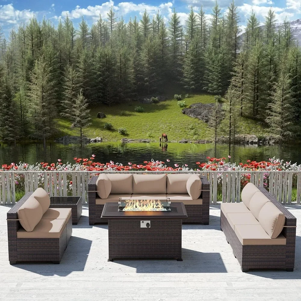Outdoor Furniture With Fire Pit - -Set di mobili da patio con