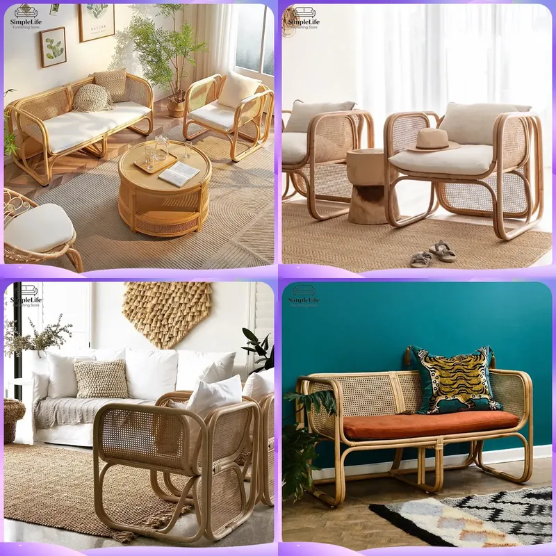 Outdoor Furniture Japanese Style - Set Divano da Esterno in Rattan