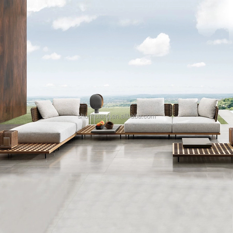 Outdoor Furniture Teak Wood - Set Divano da Giardino Moderno, Arredamento