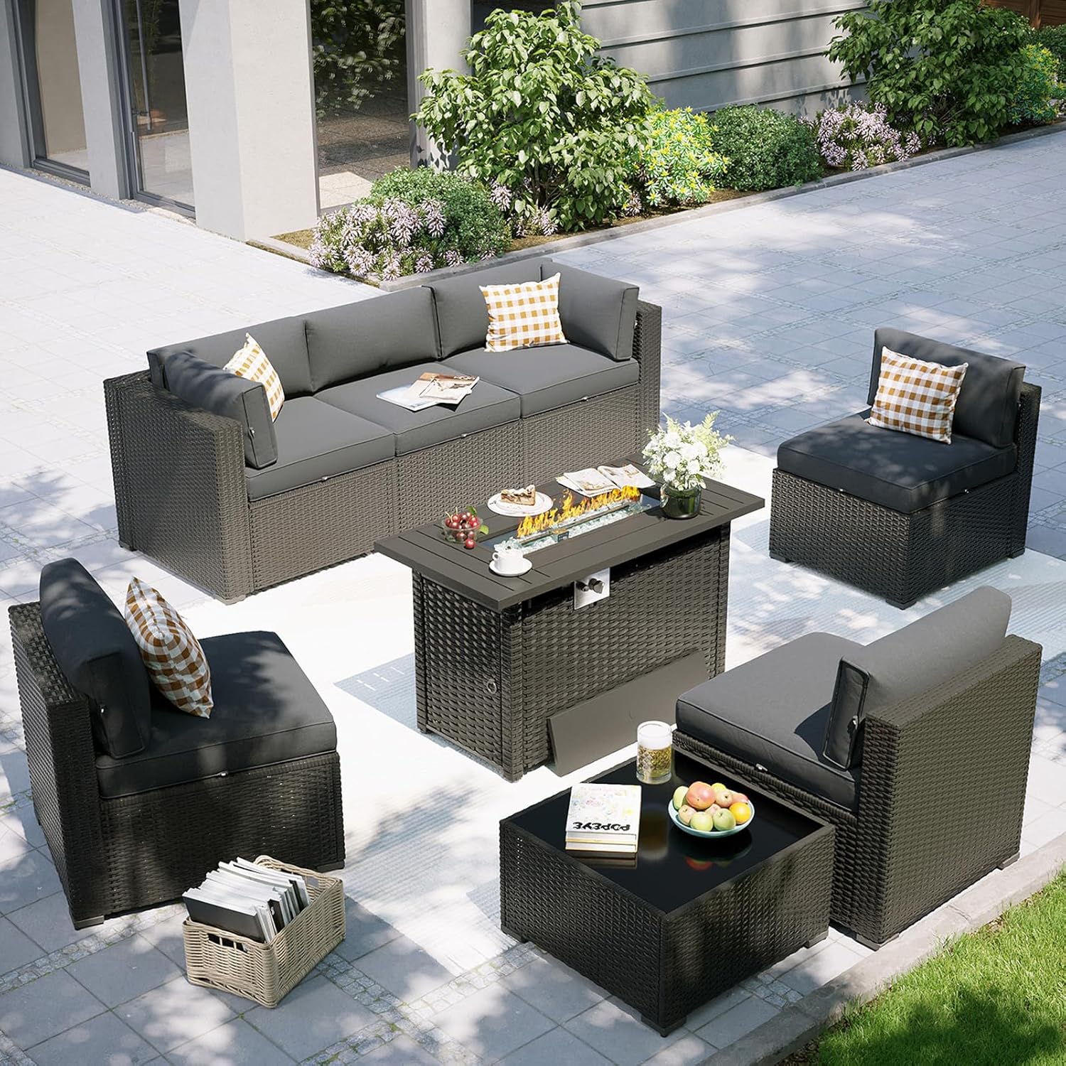 Outdoor Furniture With Fire Pit - Set di Mobili da Giardino con
