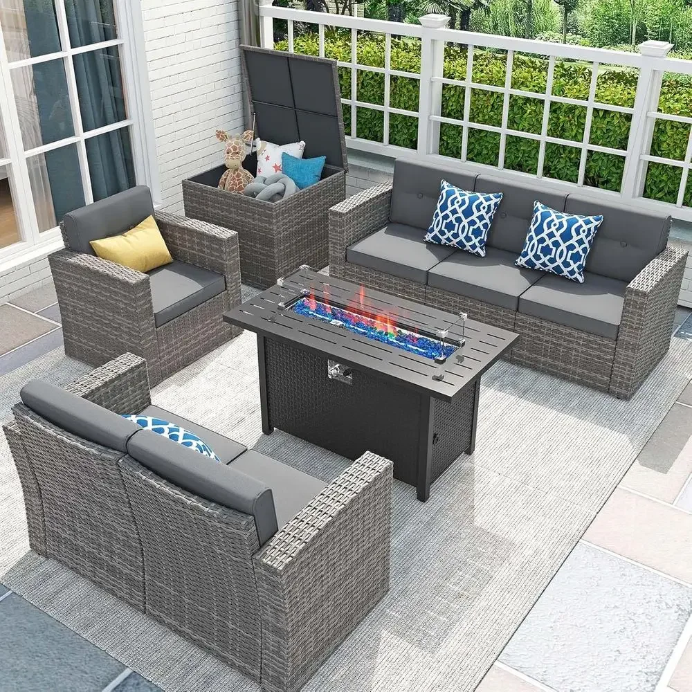 Outdoor Furniture With Fire Pit - Set di Mobili da Giardino in