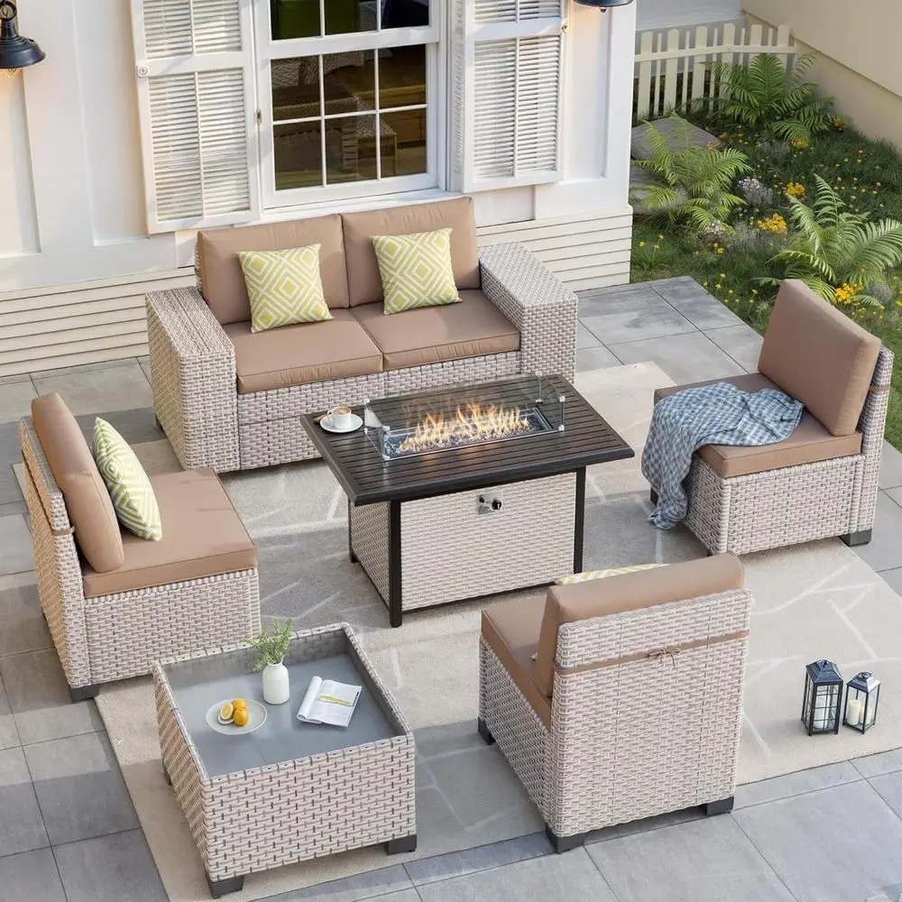 Outdoor Furniture With Fire Pit - Set di Mobili da Esterno a