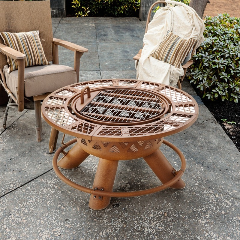 Outdoor Furniture With Fire Pit - Set Barbecue e Braciere Moderno 2026