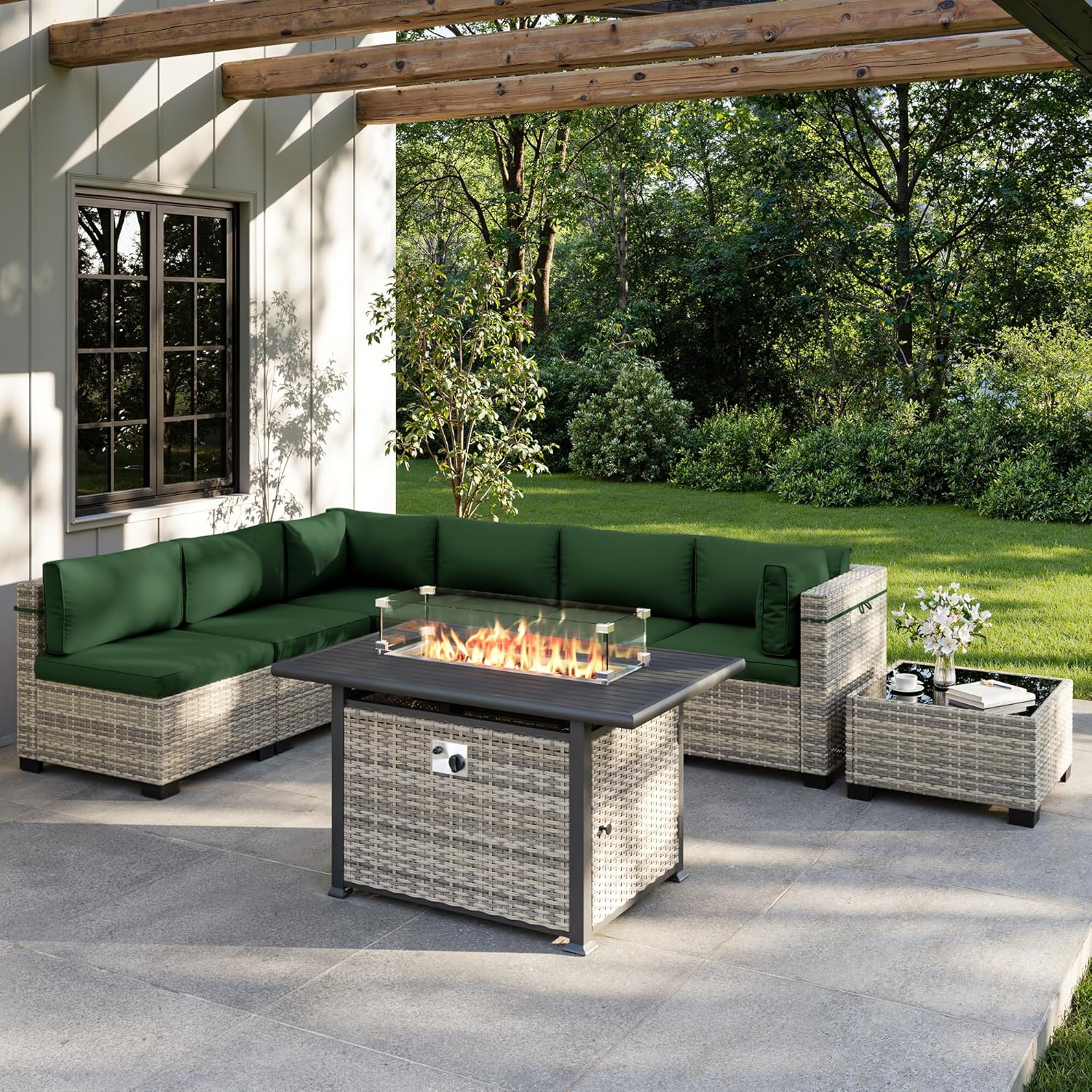 Outdoor Furniture With Fire Pit - Set di Mobili da Esterno a