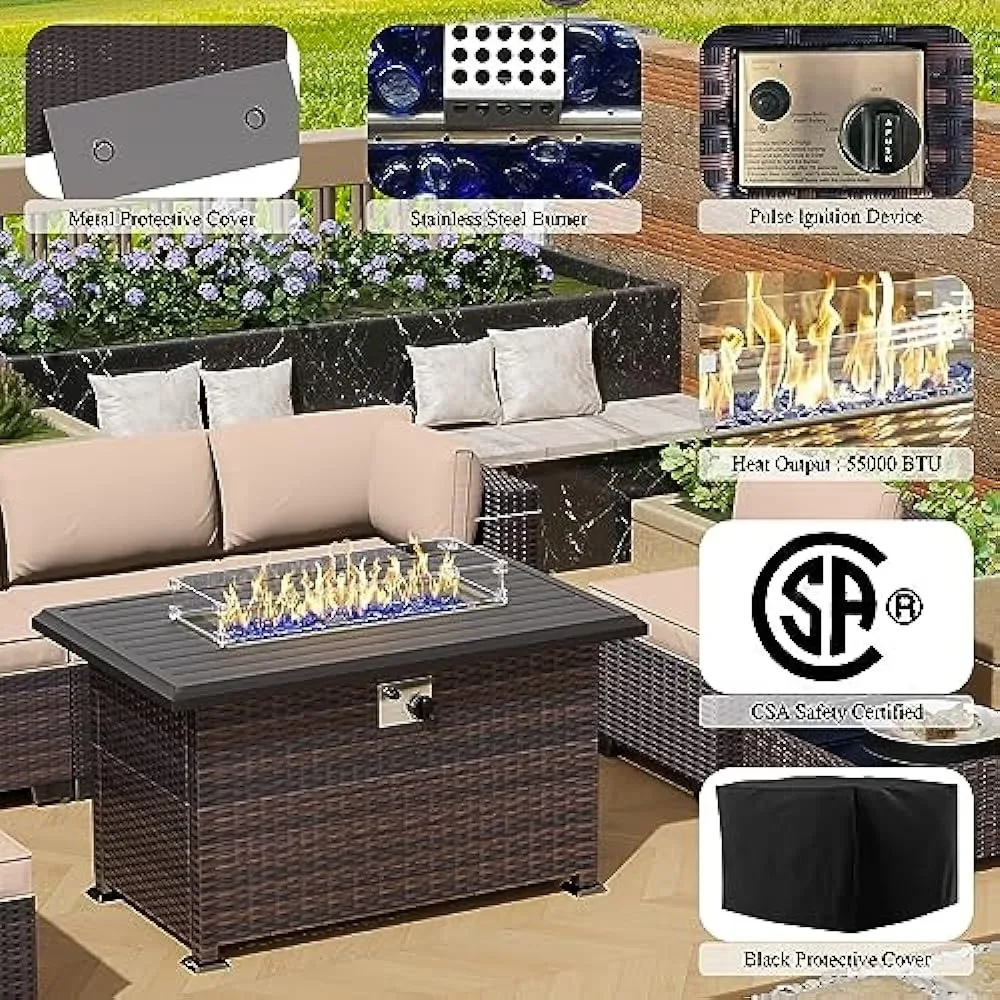 -Set di mobili da patio con ta - Outdoor Furniture With Fire Pit recensione e prezzo