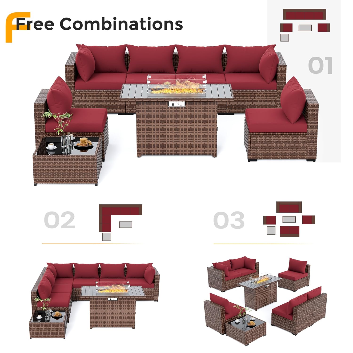 Set Divano Sezionale in Vimini - Outdoor Furniture With Fire Pit recensione e prezzo