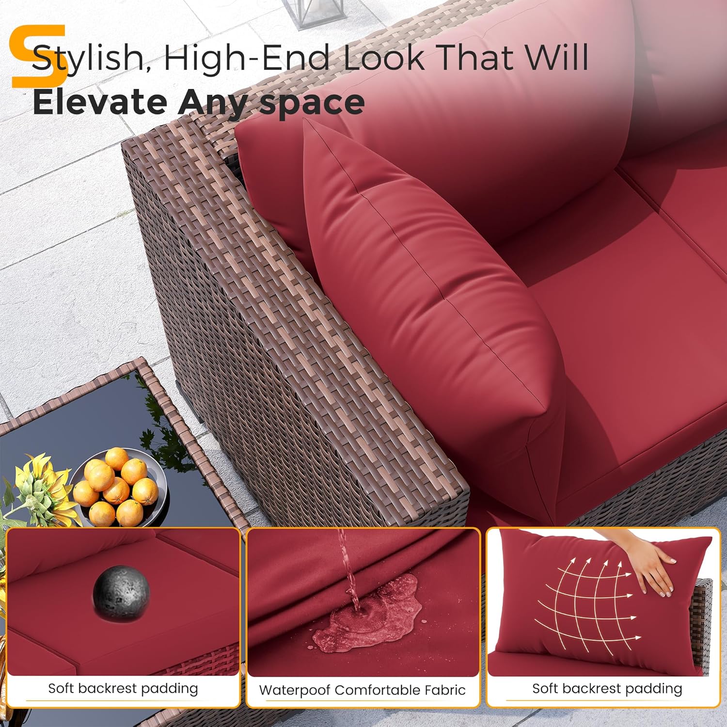 Set Divano Sezionale in Vimini - Outdoor Furniture With Fire Pit recensione e prezzo