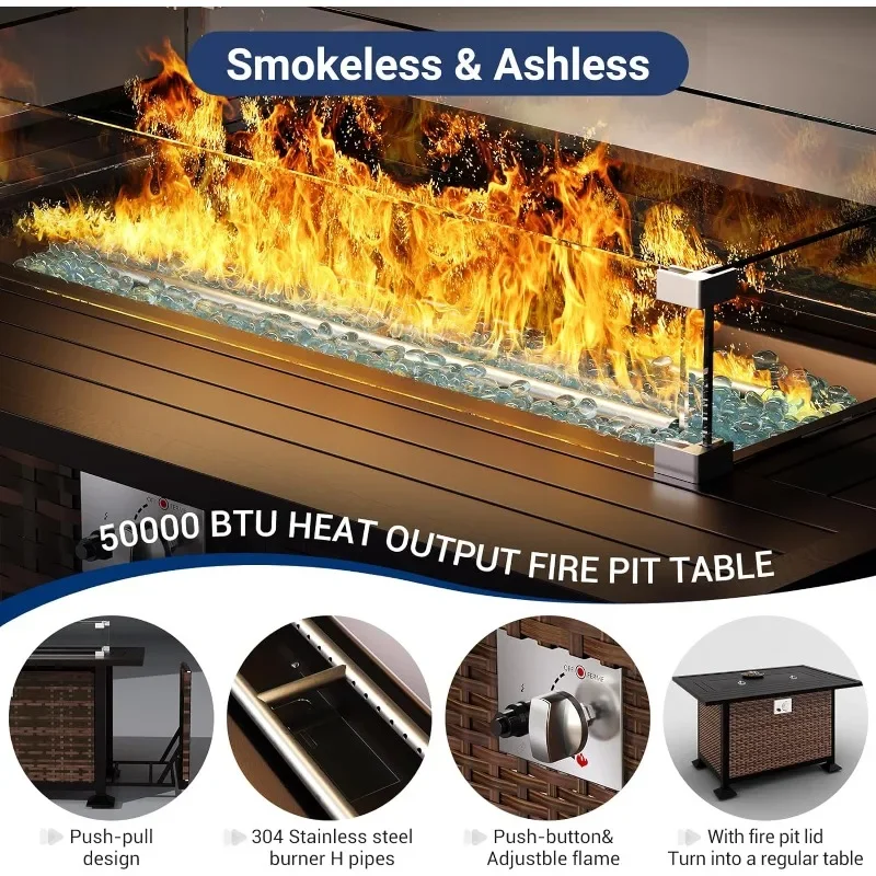 Un set di mobili con tavolo pe - Outdoor Furniture With Fire Pit recensione e prezzo