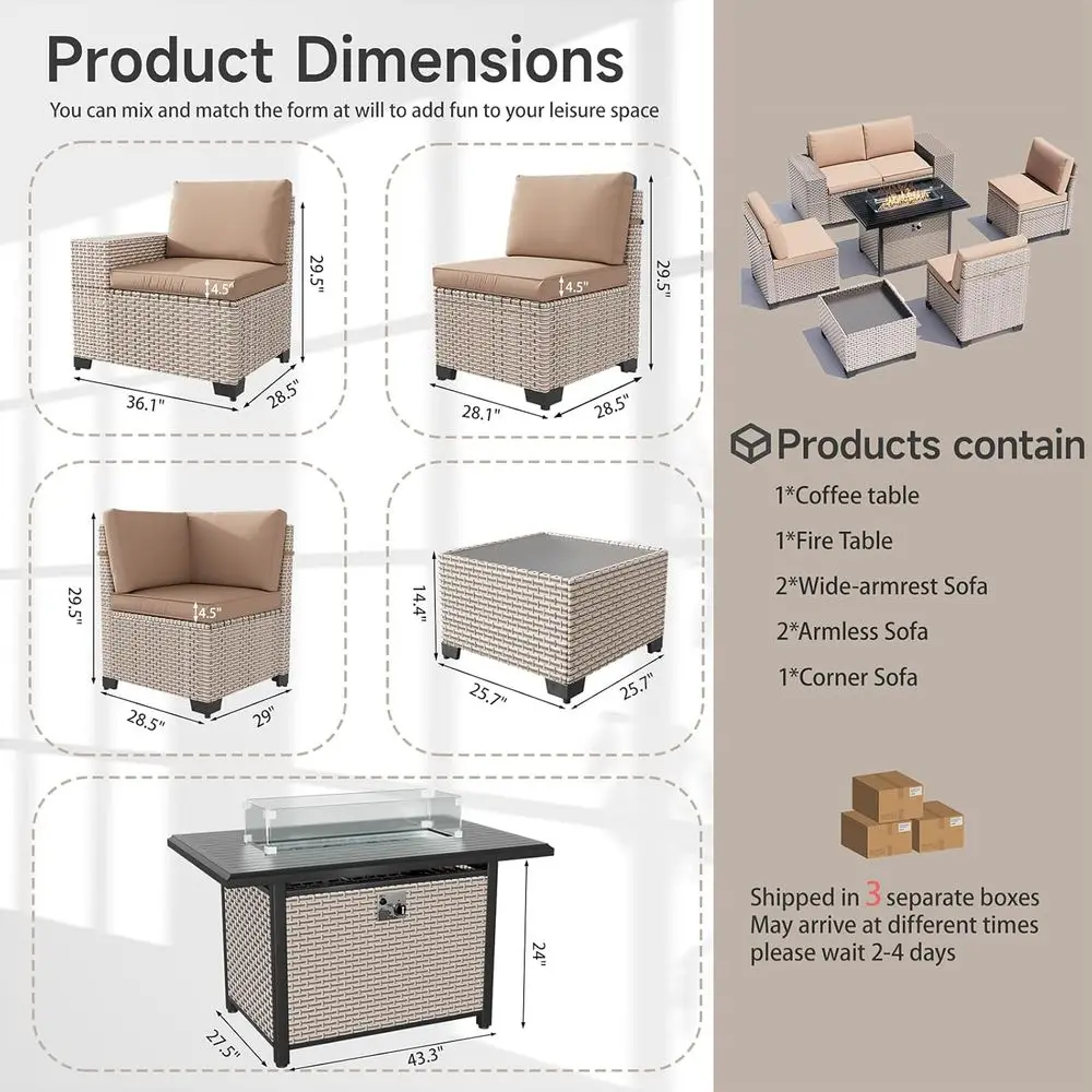Set di Mobili da Esterno a 7 P - Outdoor Furniture With Fire Pit recensione e prezzo