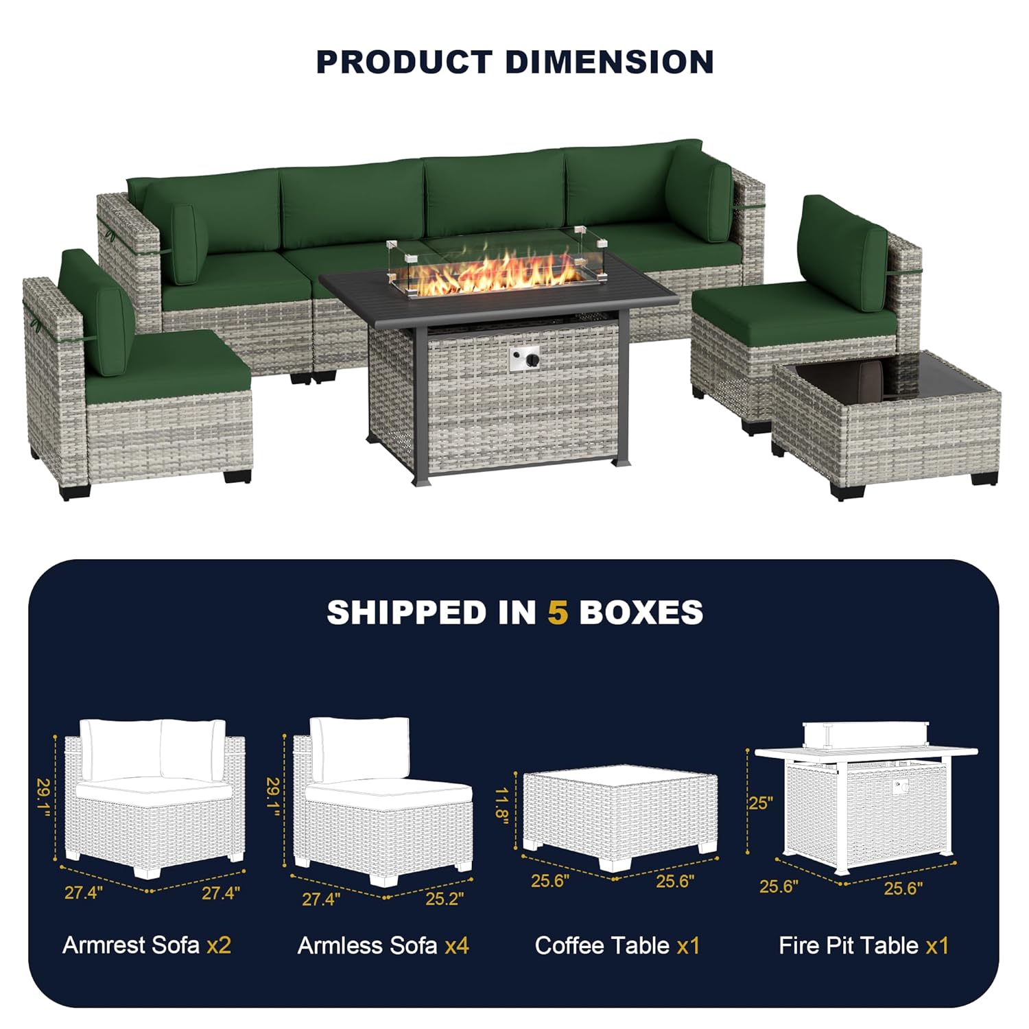 Set di Mobili da Esterno a 8 P - Outdoor Furniture With Fire Pit recensione e prezzo